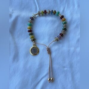 Saint Benedict Multicolor Beaded Bracelet with Gold Charm